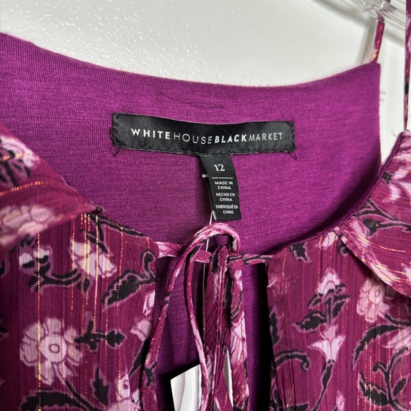 NWT White House Black Market Metallic Purple Printed Hi Low Maxi Dress Sz 12 - Picture 6 of 11